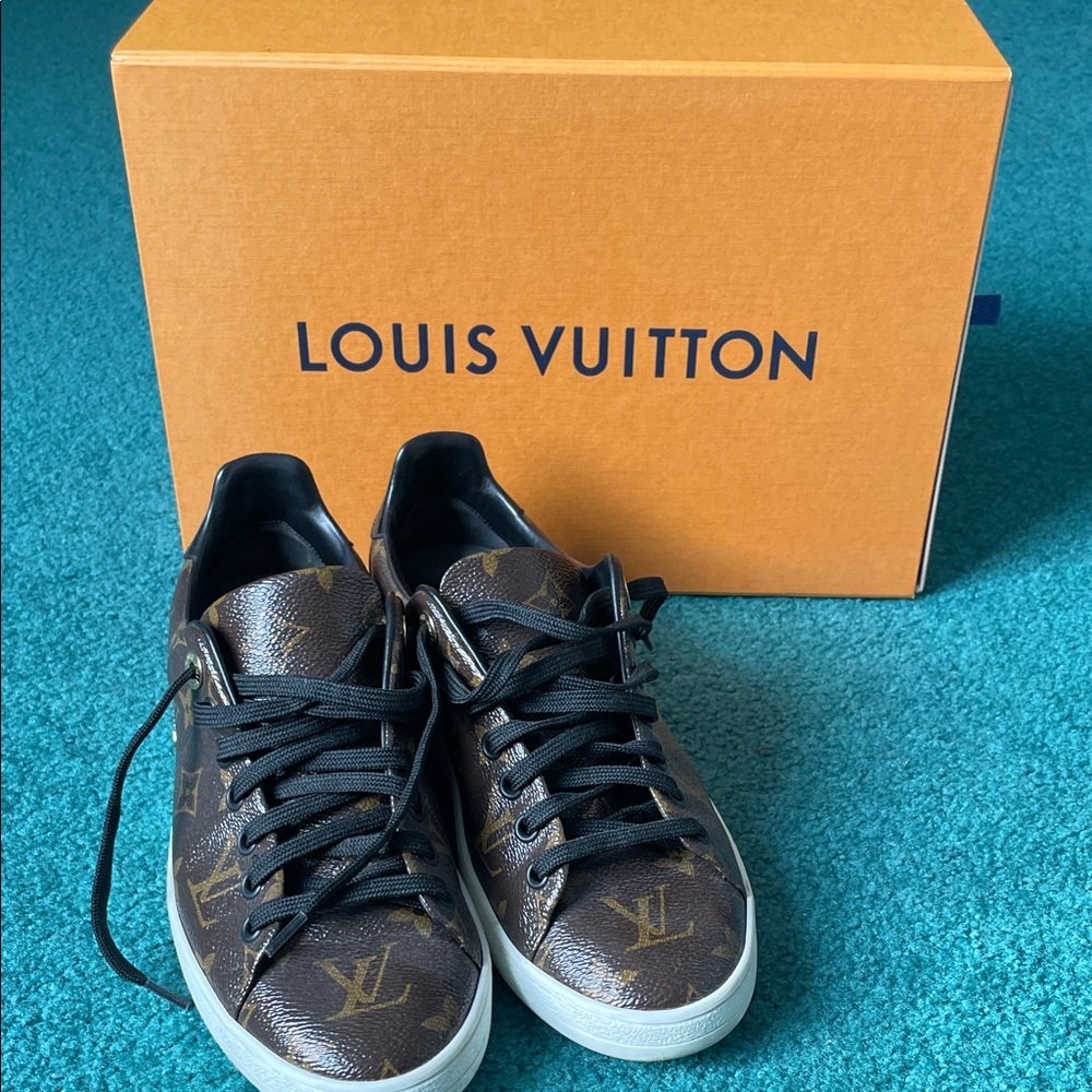 Louis Vuitton Black and Brown Monogram Sneakers - Picture 3 of 8